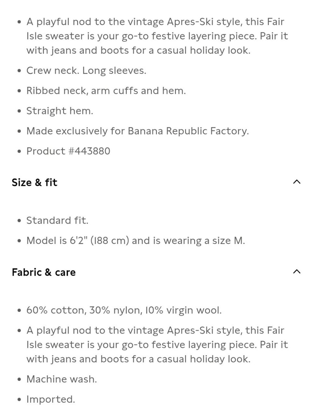 Banana Republic Black and Gray Fair Isle Crewneck Sweater - Picture 5 of 6
